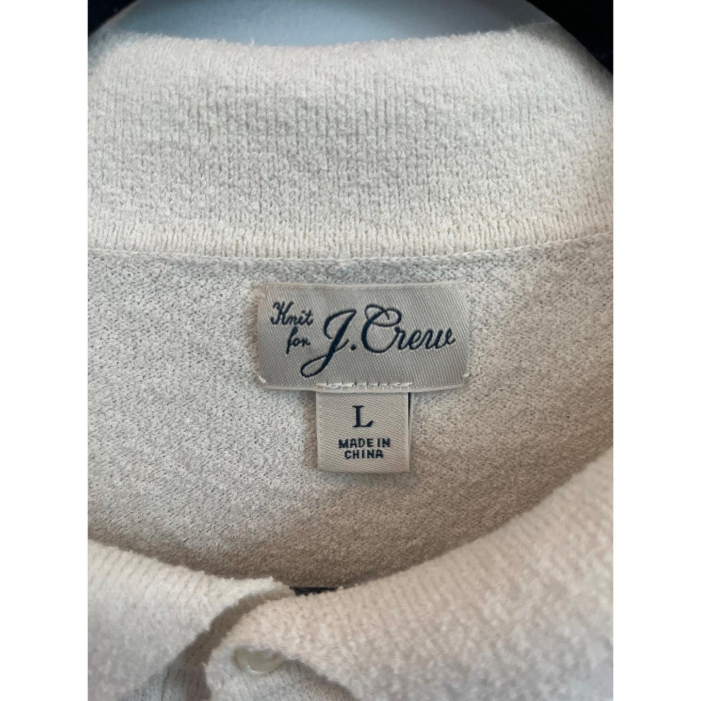 J Crew Knit Polo Shirt Men L Cream Short Sleeve Textured Cotton Blend