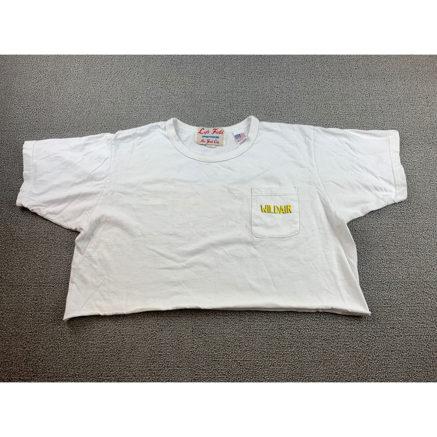 Left Field Woman Medium Sportswear Wild Air Crop Top Shirt White Pocket Tee