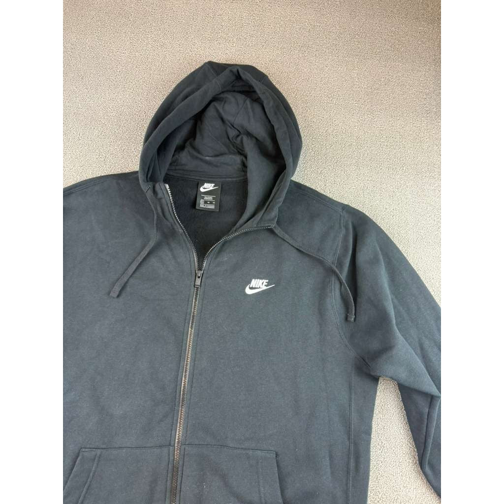 Nike Zip Hoodie XL Tall Black Full Zip Drawstring Hood Swoosh Kangaroo Pocket
