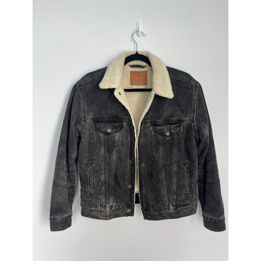 Levis Premium Sherpa Denim Jacket Women S Black Fleece Lined Trucker