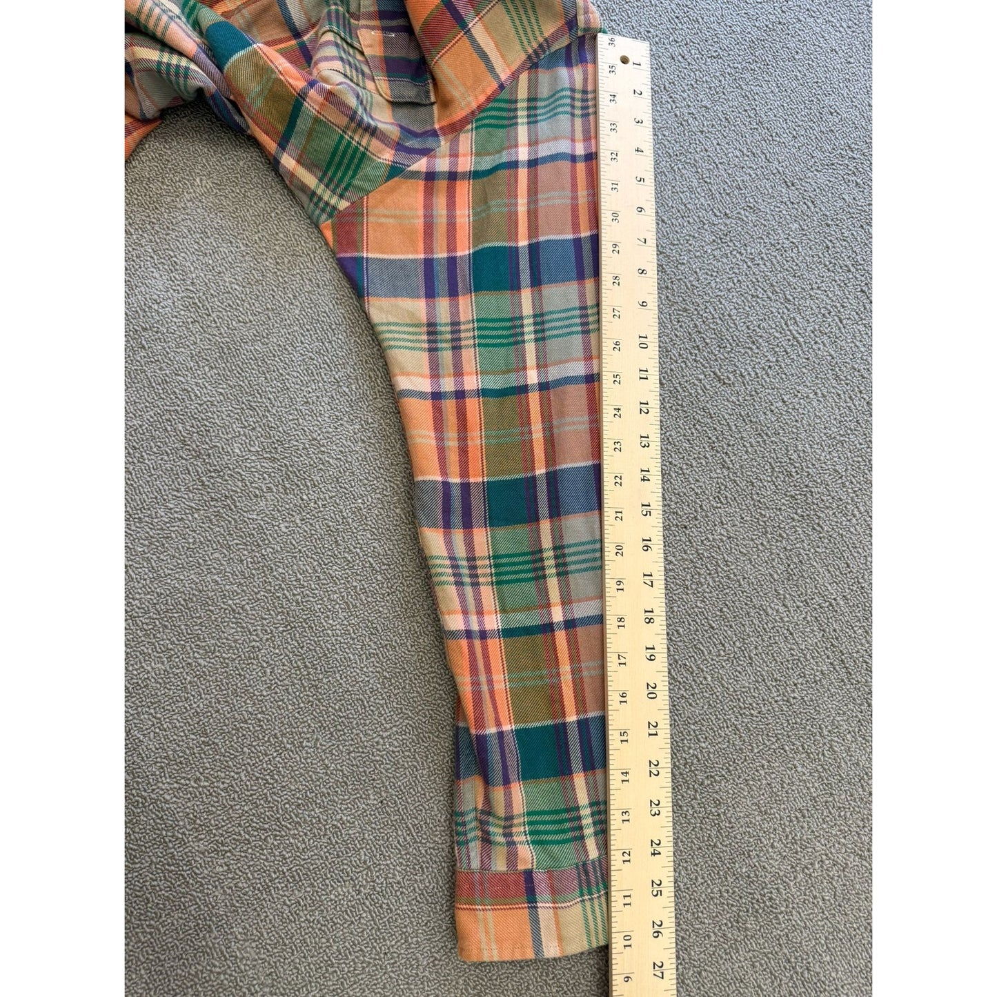 Polo by Ralph Lauren Male XL Orange Blue Green Plaid Collared Long Sleeve Shirt