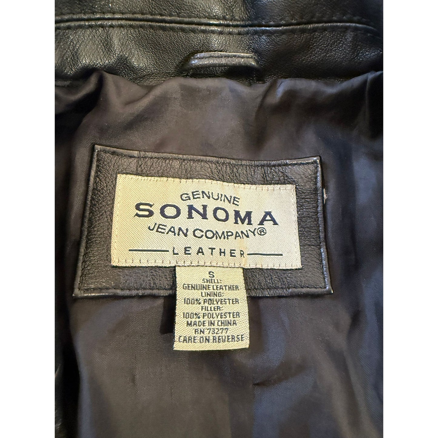 Sonoma Jean Company Small Women's Black Leather Jacket Zipper Closure