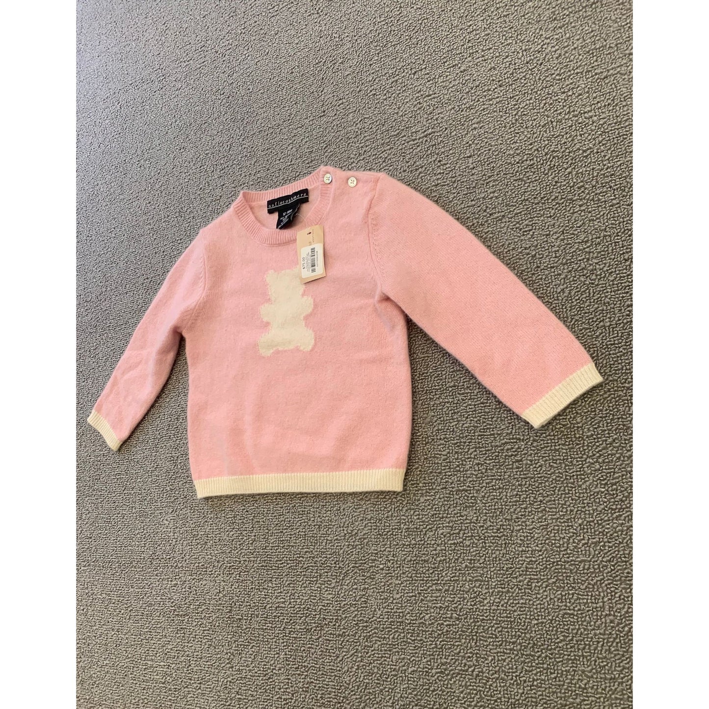 Sofia Cashmere Gilr's 12-18M Pink Teddy Bear Baby Sweater