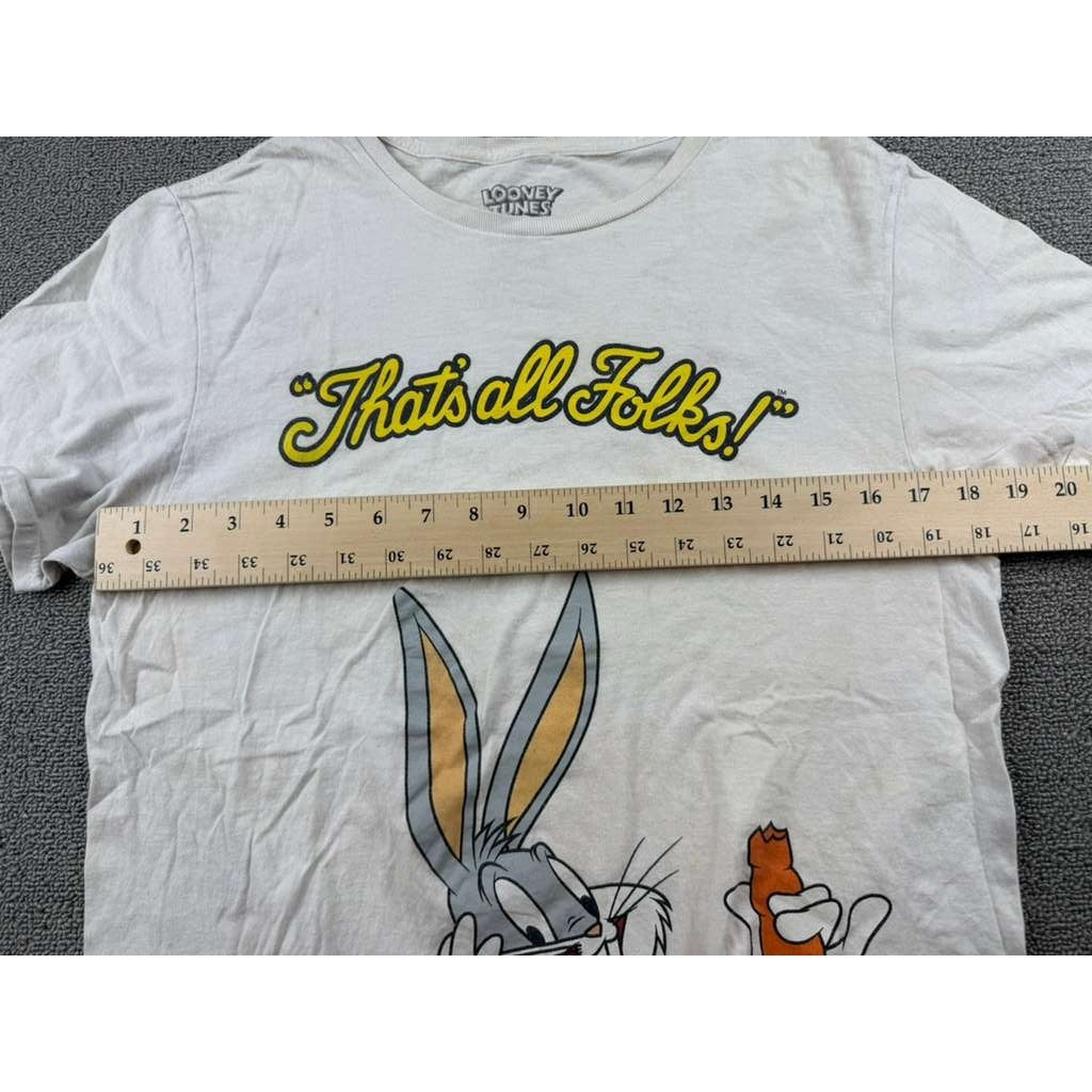 Looney Tunes T Shirt Men Medium White Bugs Bunny Graphic "That's all Folks!"