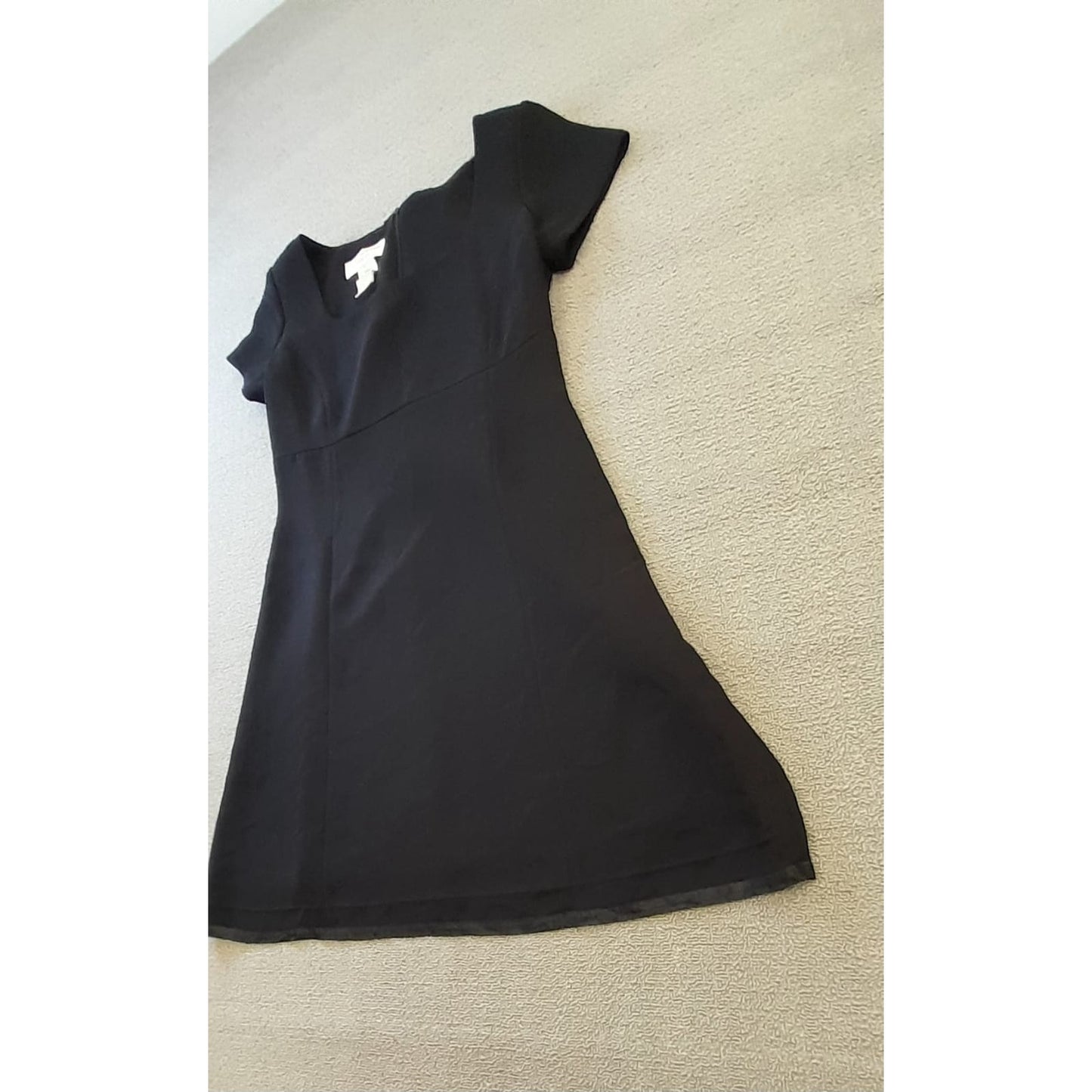 Jones New York Womens Size 10 Black Square Neck Short Sleeve Dress