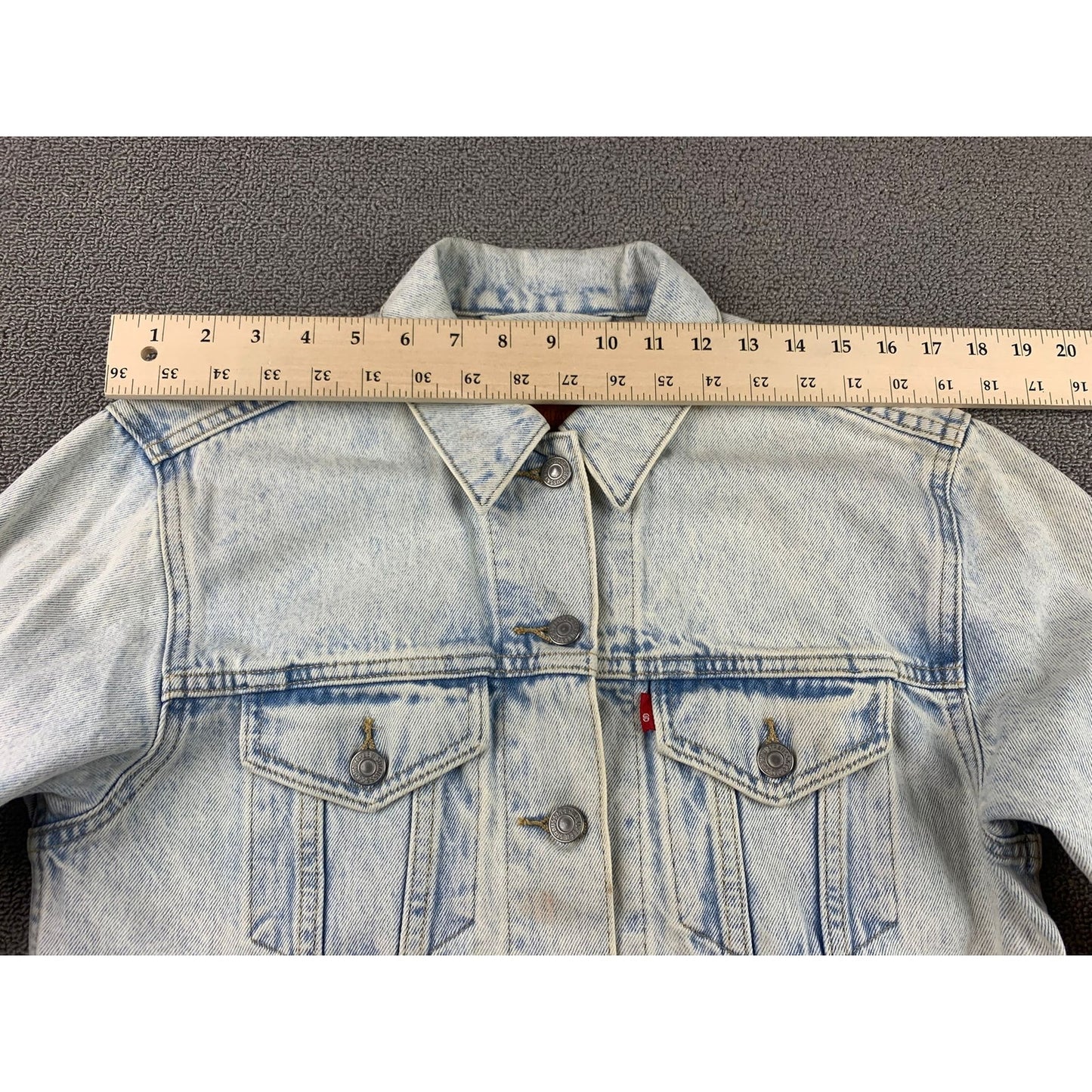 Levis Red Tab Jacket Size S Distressed Western Trucker Denim Washed Jacket