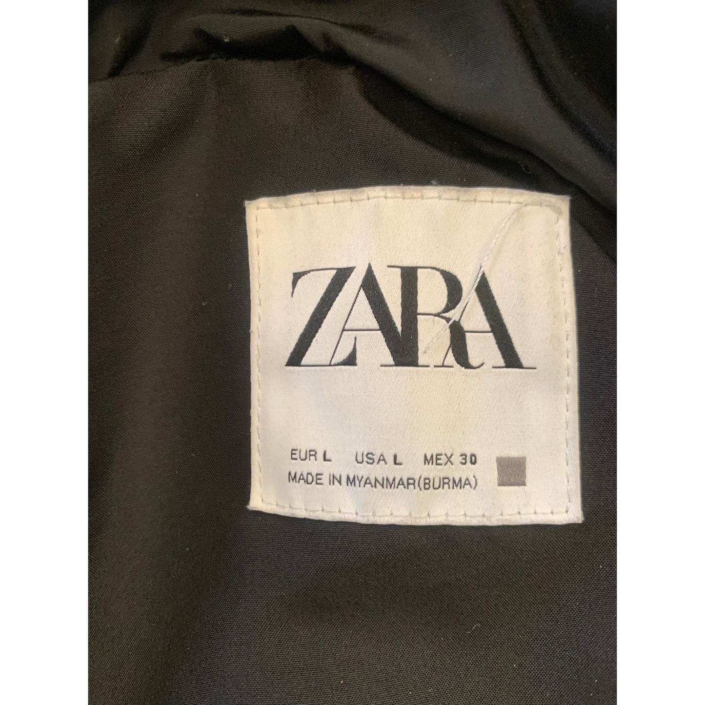 Zara Women's Large Black Cropped Puffer Jacket