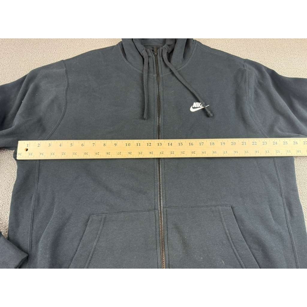 Nike Zip Hoodie XL Tall Black Full Zip Drawstring Hood Swoosh Kangaroo Pocket