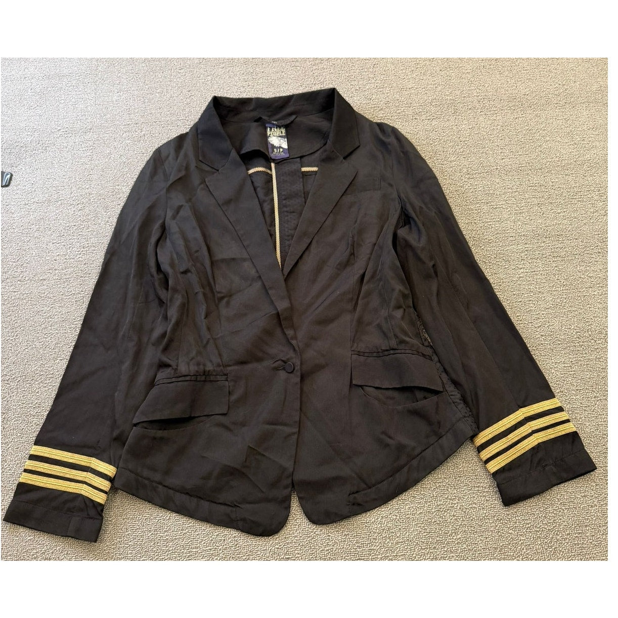 FREE PEOPLE Women's Small Black Military Style Blazer
