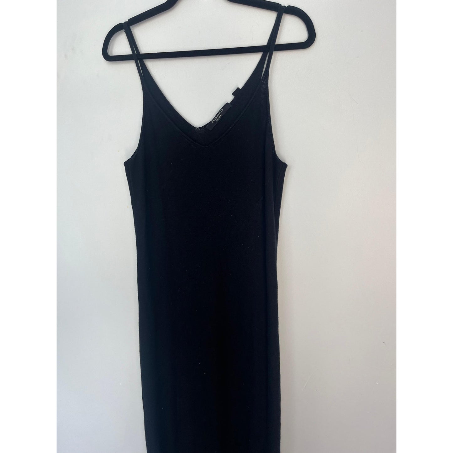 AllSaints Knit Midi Dress Women Medium Black Sleeveless Minimalist