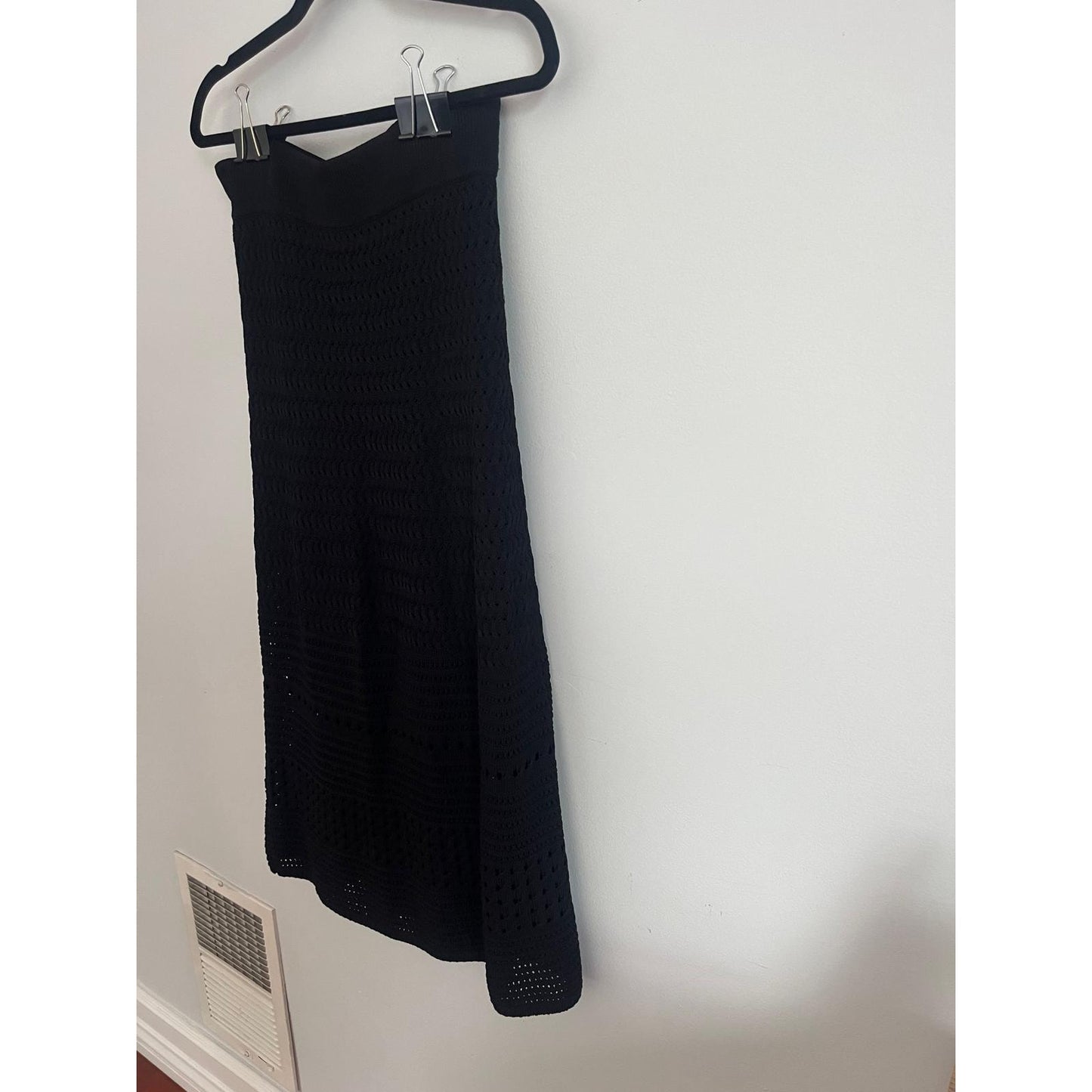 Aritzia Wilfred Skirt Women M Black Knit Crochet Textured Midi Boho