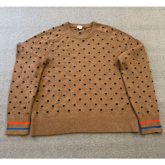 KULE Women's L Brown & Black Polka Crew Neck Sweater