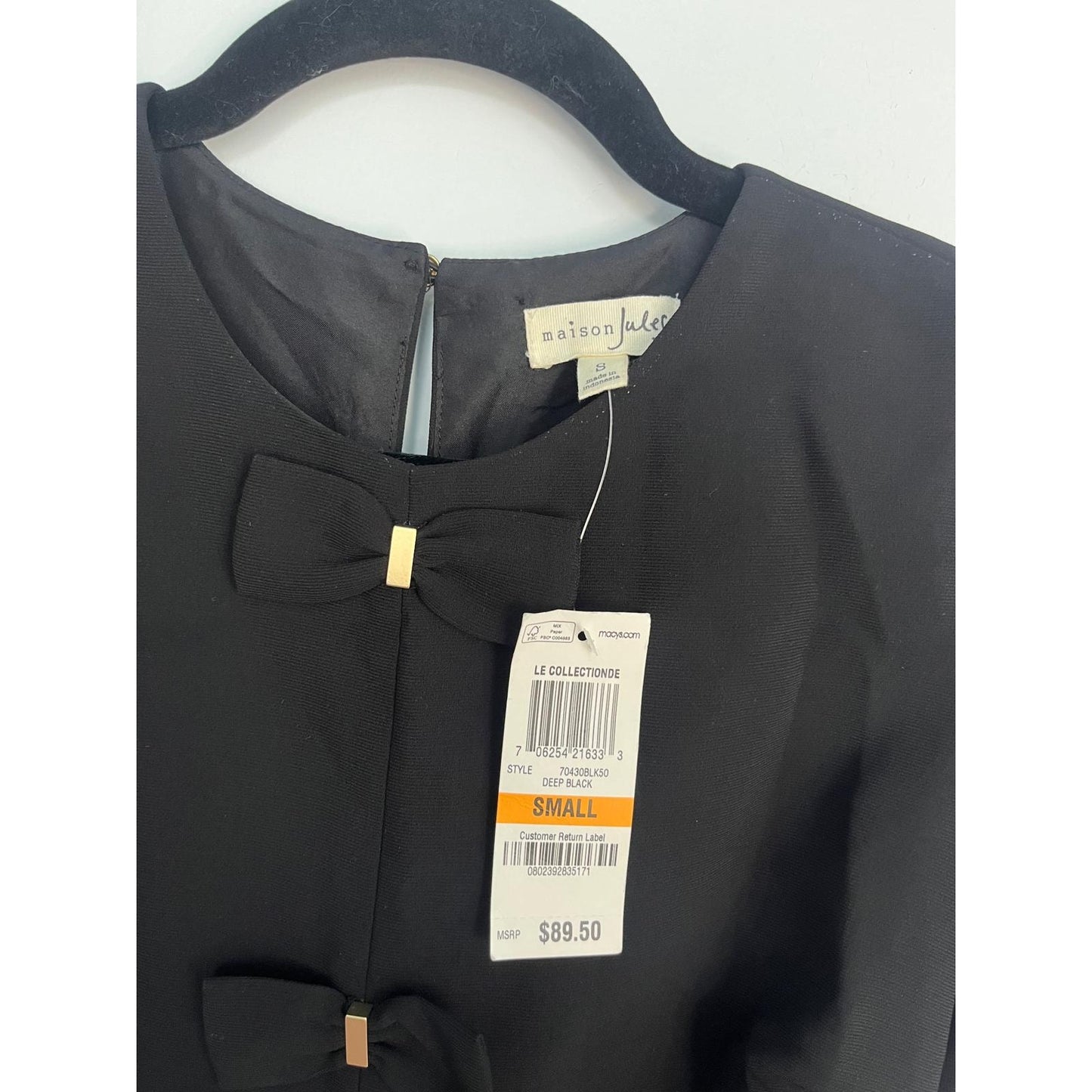 Maison Jules Black Bow Detail Mini Dress Women S NWT Retro Cocktail Holiday