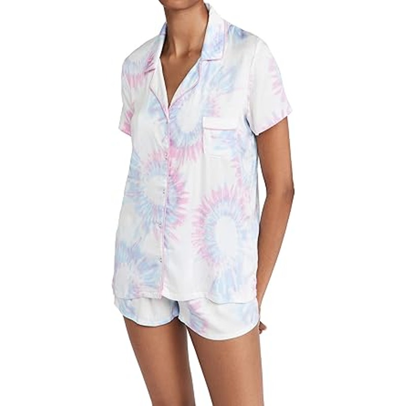Splendid Tie Dye Pajama Set Women Small Short Sleeve Button Top Shorts