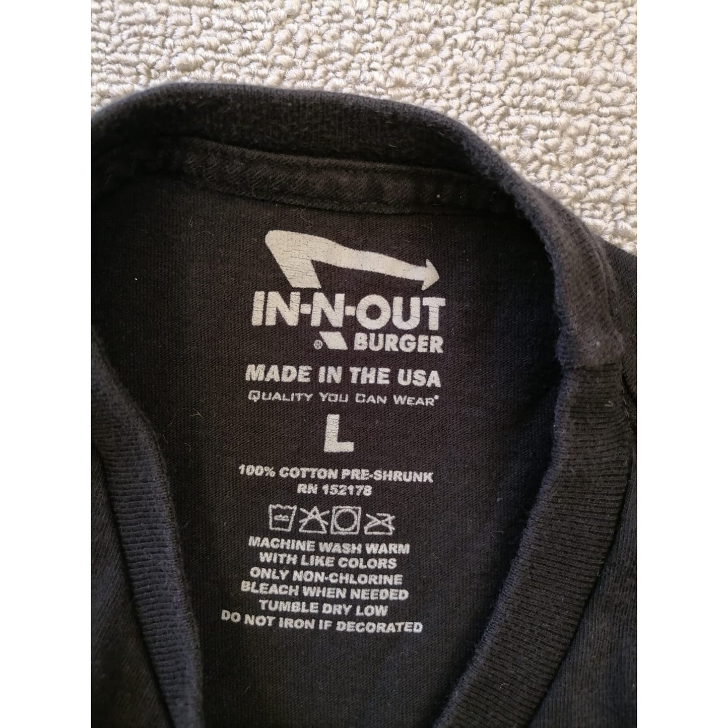 In N Out Burger Male Large Black Tee Graphic Casual Cotton T-Shirt Casual