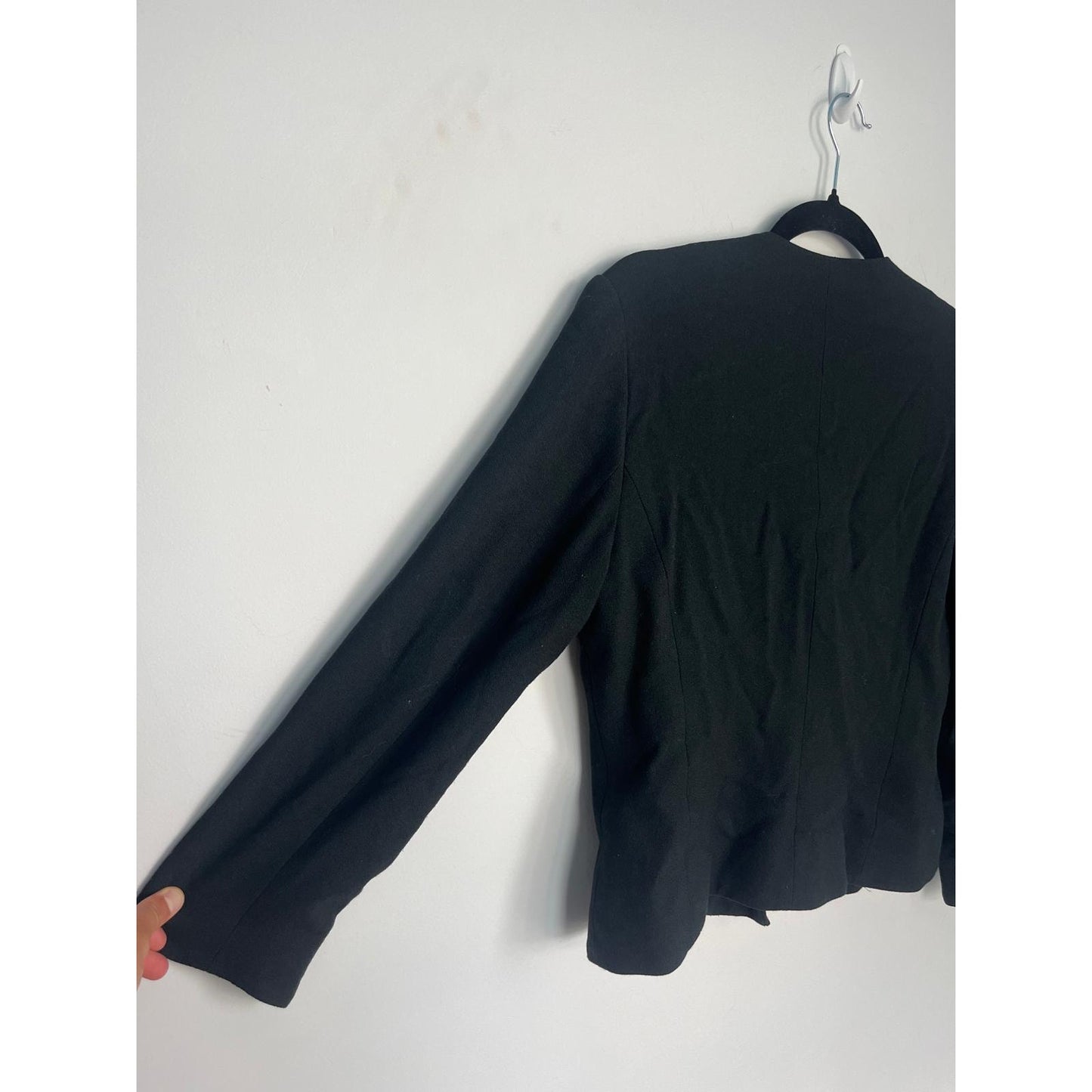 Oleg Cassini Blazer Jacket Women 8 Black Asymmetrical Button Front
