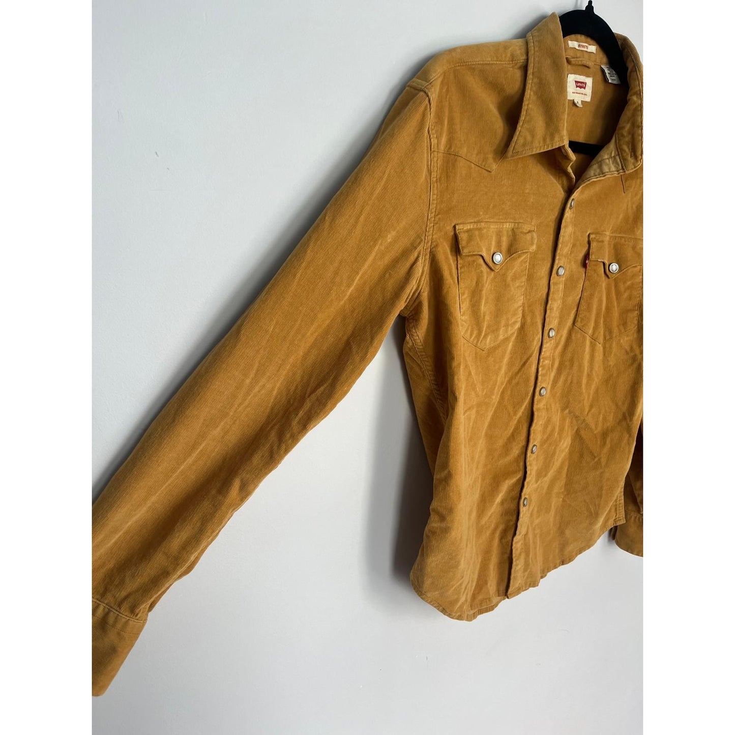 Levis Corduroy Button Shirt Women Small Tan Stretch Long Sleeve Western