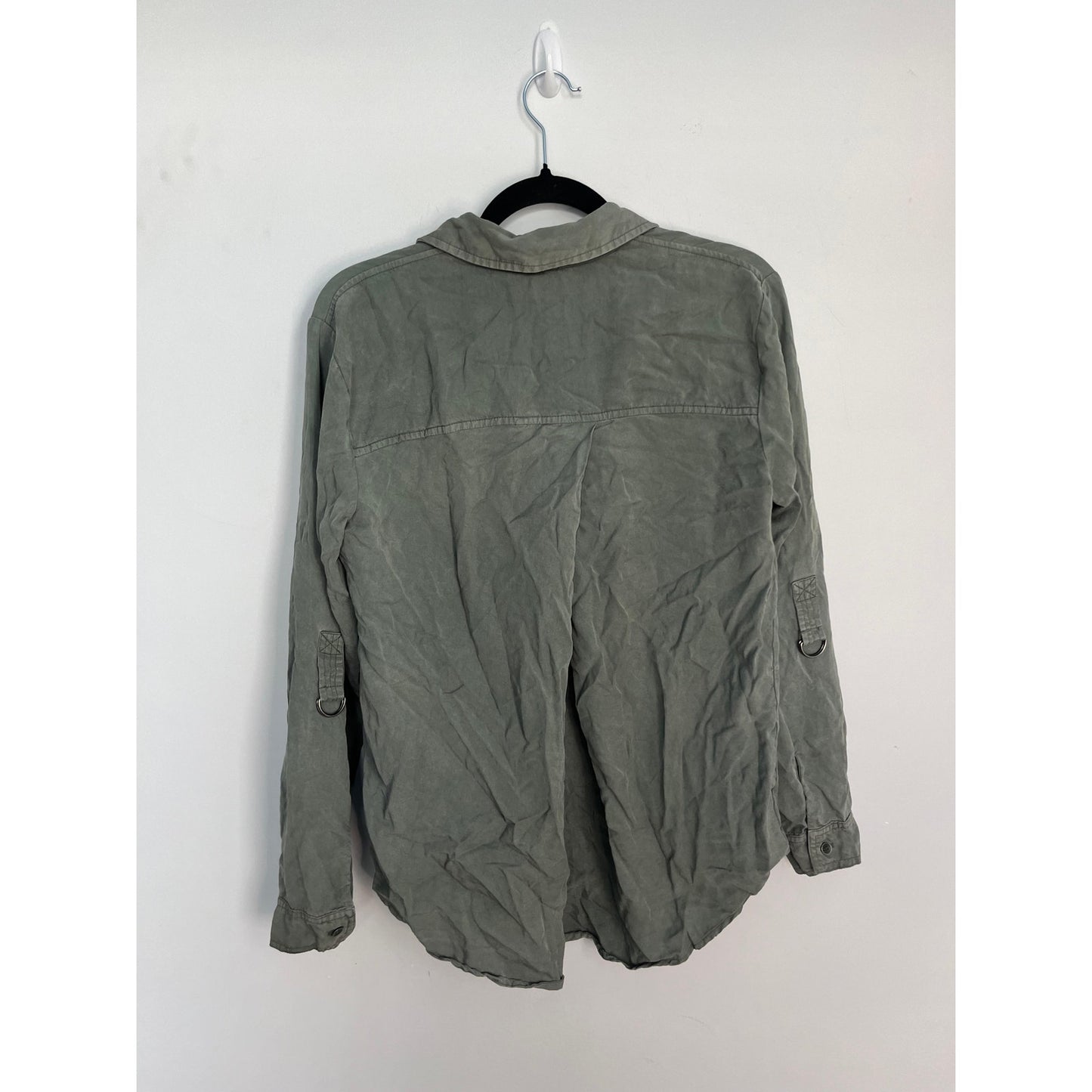 Splendid Button Down Shirt Women Medium Green Long Sleeve Casual Utility