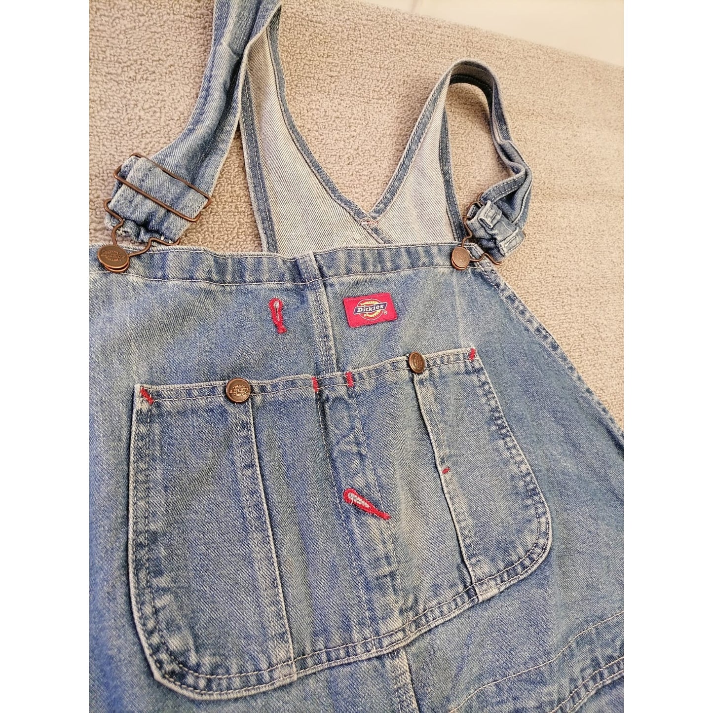 Dickies 44x32 Adult Male Light Wash Denim Bib Overalls Durable Workwear Apparel Men's