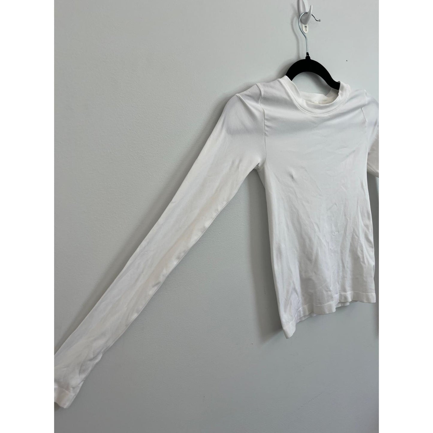 Sunday Best Long Sleeve Tee Women XS White Stretch Cotton Basic Layer