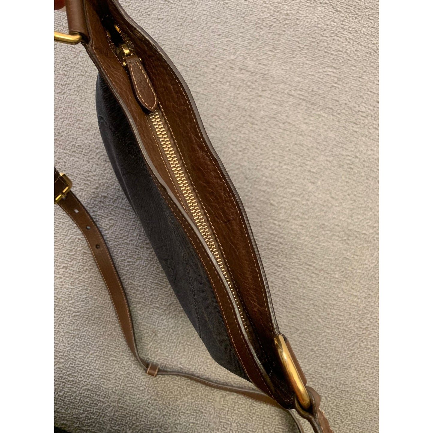 Prada Women Blue Brown Leather Crossbody Bag