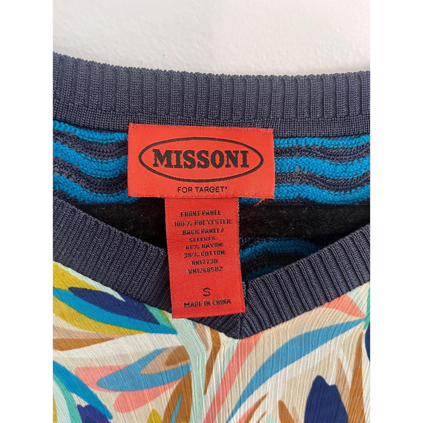 Missoni Sweater Women S Blue Multicolor Zigzag Print V Neck Lightweight