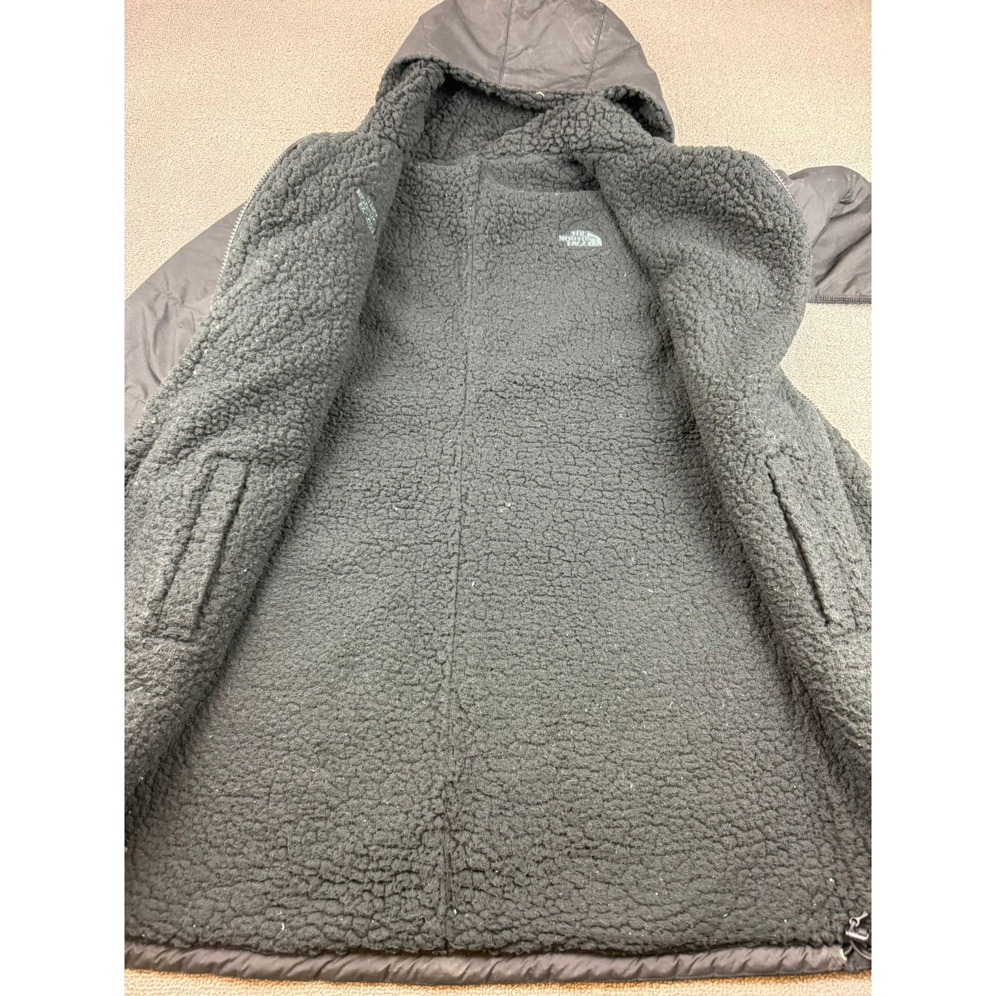 The North Face Women's Size Medium Black Fleece Hooded Puffer Jacket Reversable