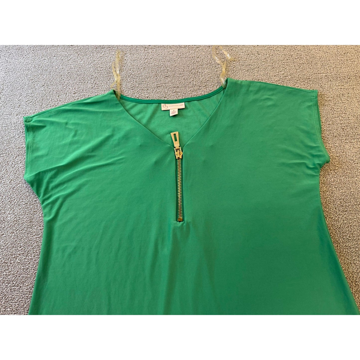 DB Established 1962 Woman 8 Green V-Neck Mini Dress Gold Zipper