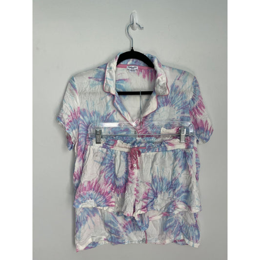 Splendid Tie Dye Pajama Set Women Small Short Sleeve Button Top Shorts