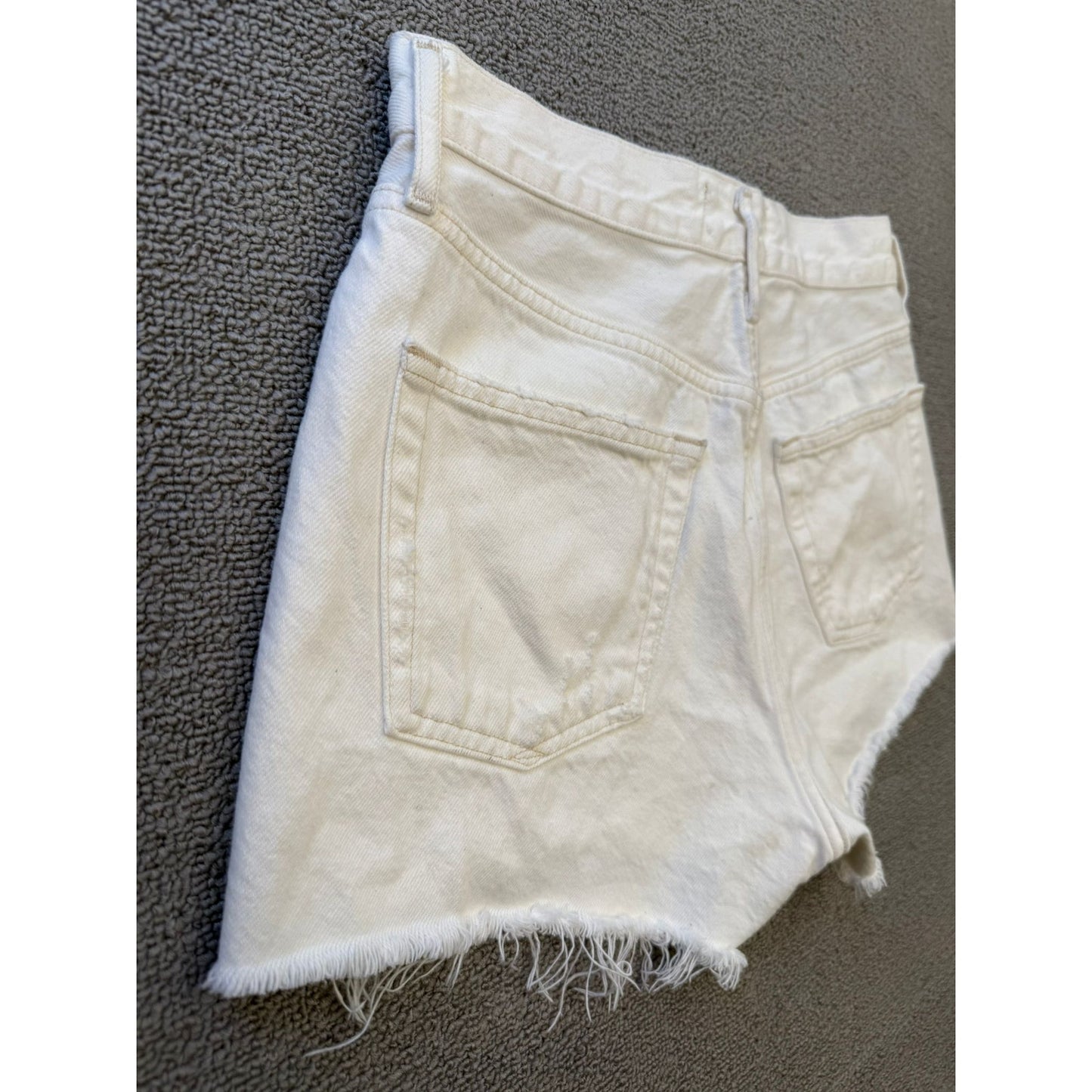 AGOLDE Los Angeles Women's Size 25 White Denim Shorts High Rise Cutoff