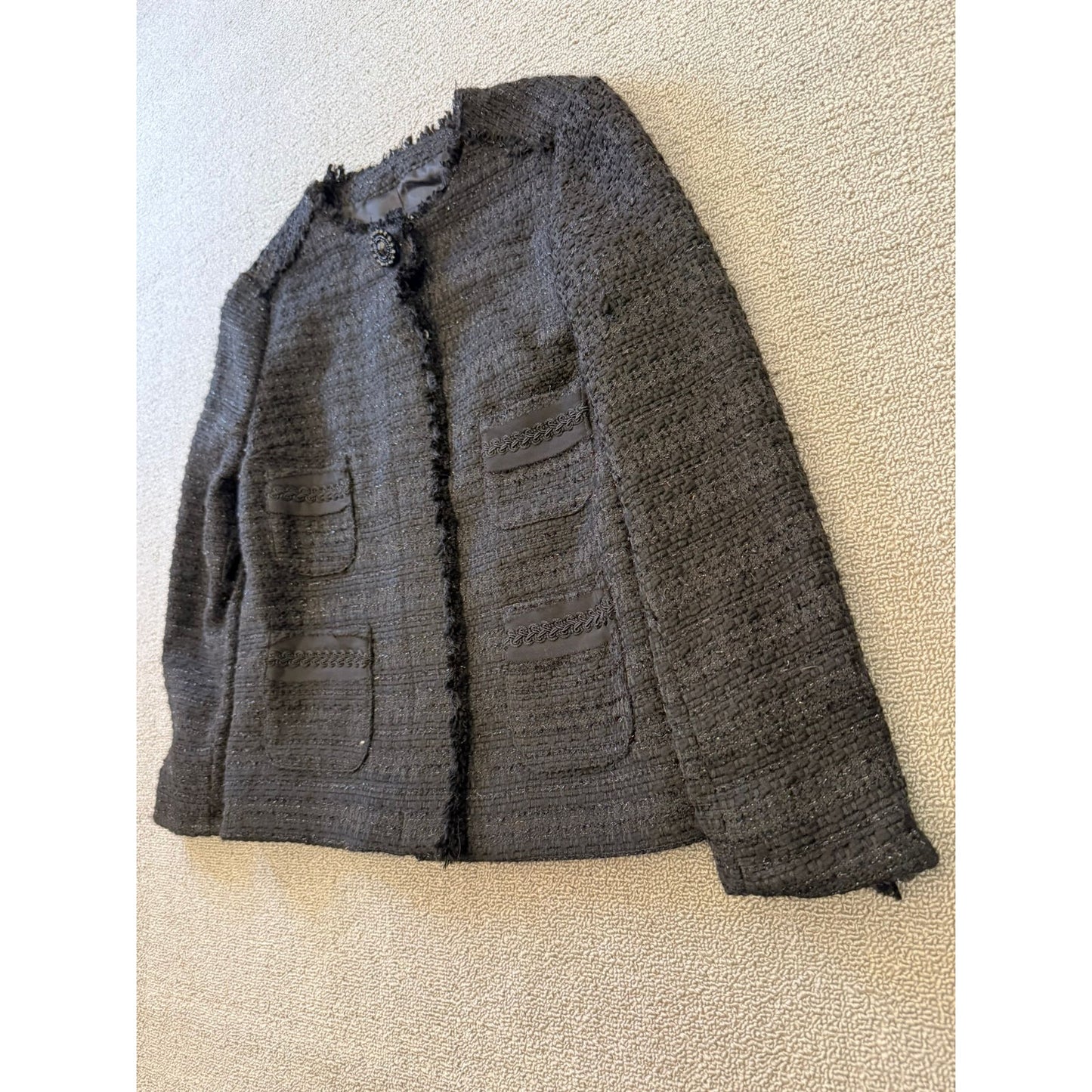 Zara Basic Collection Women's Size Small Black Tweed Jacket
