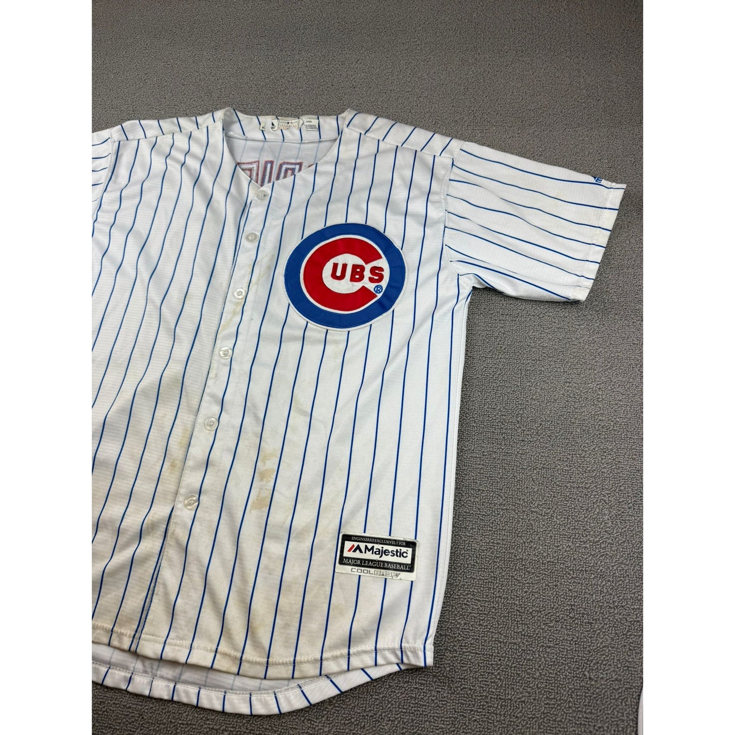 Majestic Chicago Cubs CoolBase Pinstripe Jake Arrieta #49 Baseball Jersey Size M