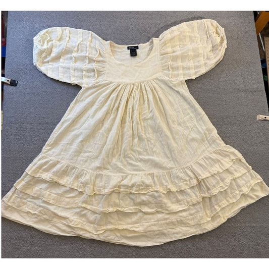 Etoile Isabel Marant Women's Size 1Cream Cotton Blend Ruffle Puff Sleeve Top