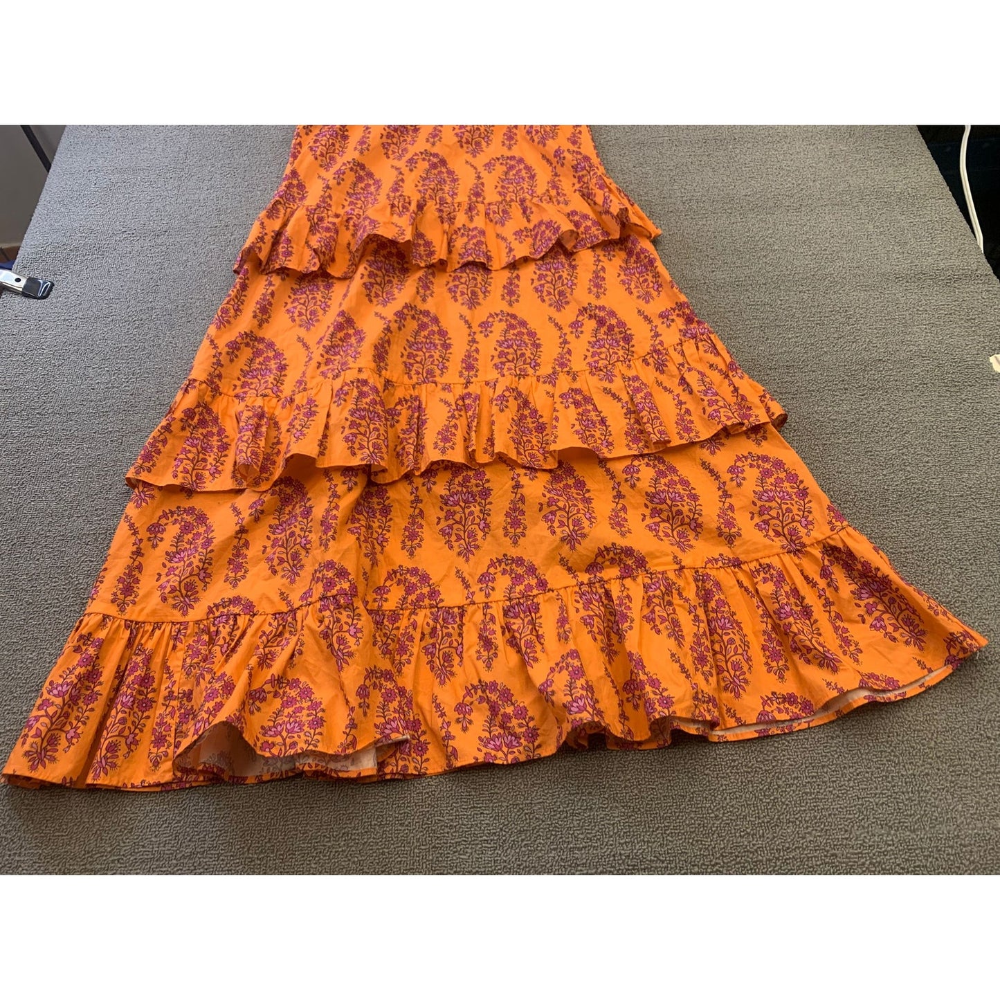 M.D.S. Stripes Women's Orange Floral Paisley Long Dress