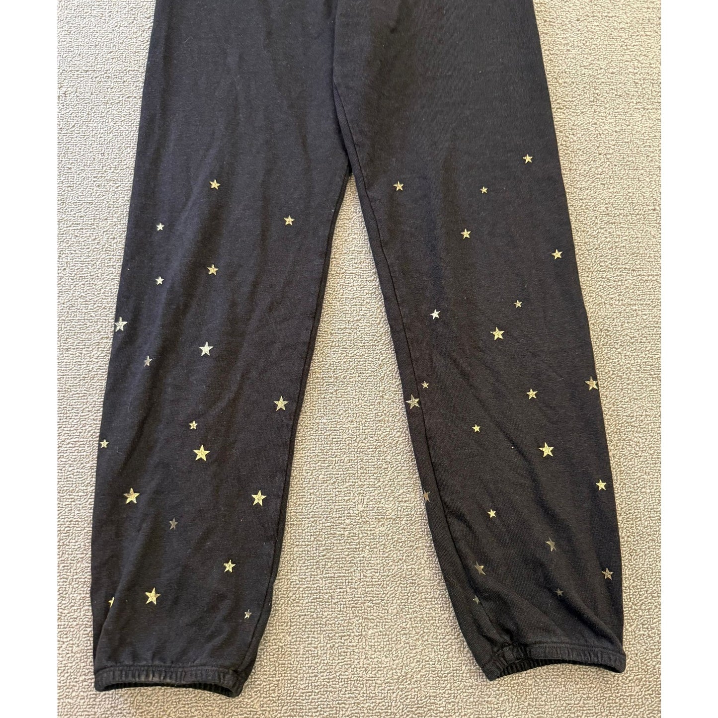 Monrow Women's XS Black Joggers Gold Star Print Sweat Pants