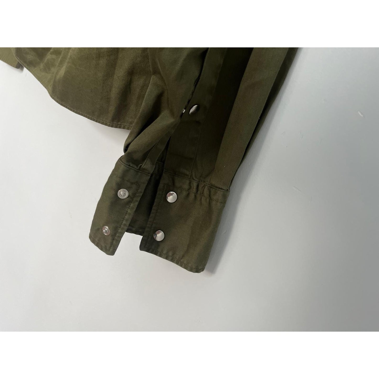 Michael Bastian Button Shirt Men 15.5 Green Cotton Red Zipper Pocket Long Sleeve