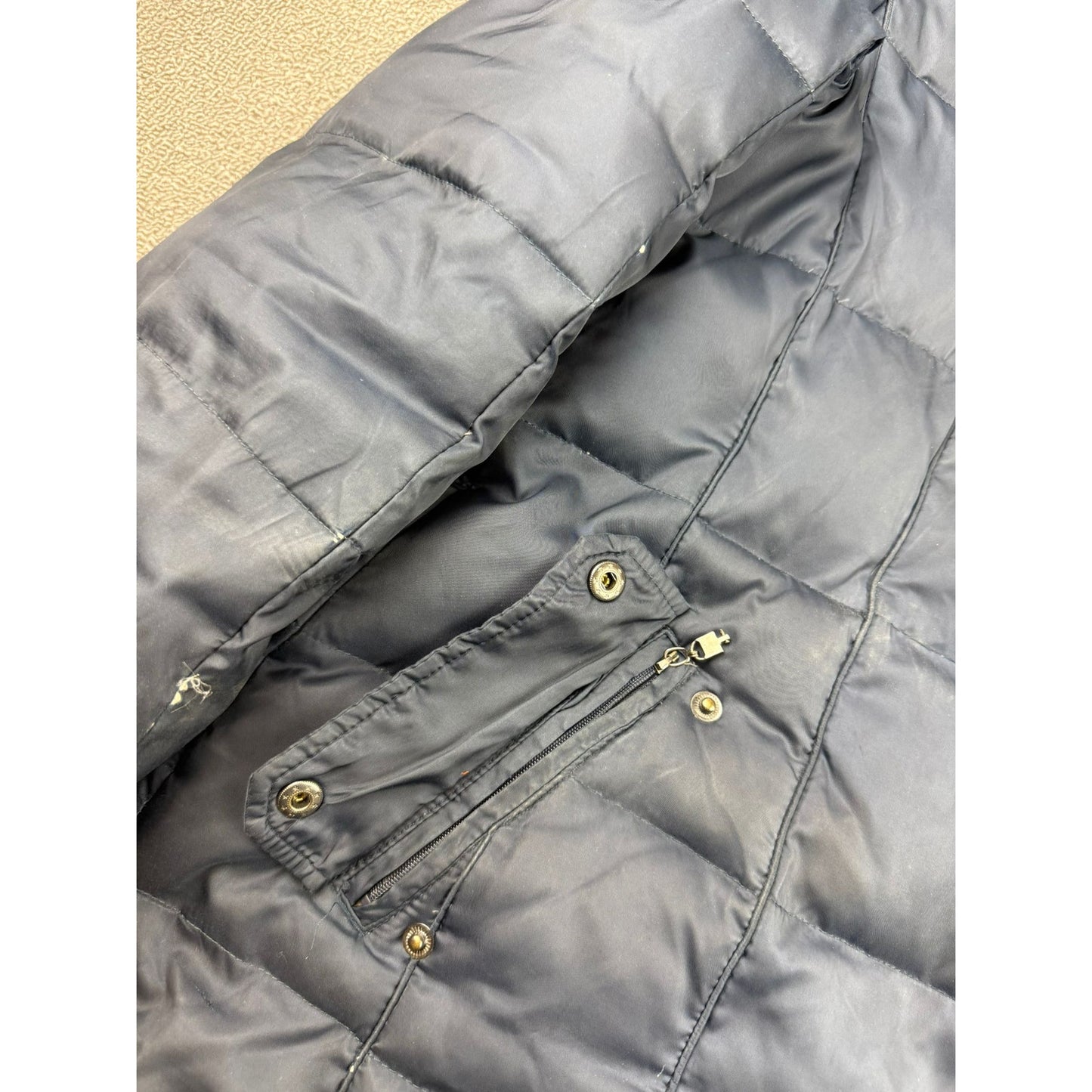 Nautica Women's Medium Navy Blue Hooded Fur Trim Puffer Coat