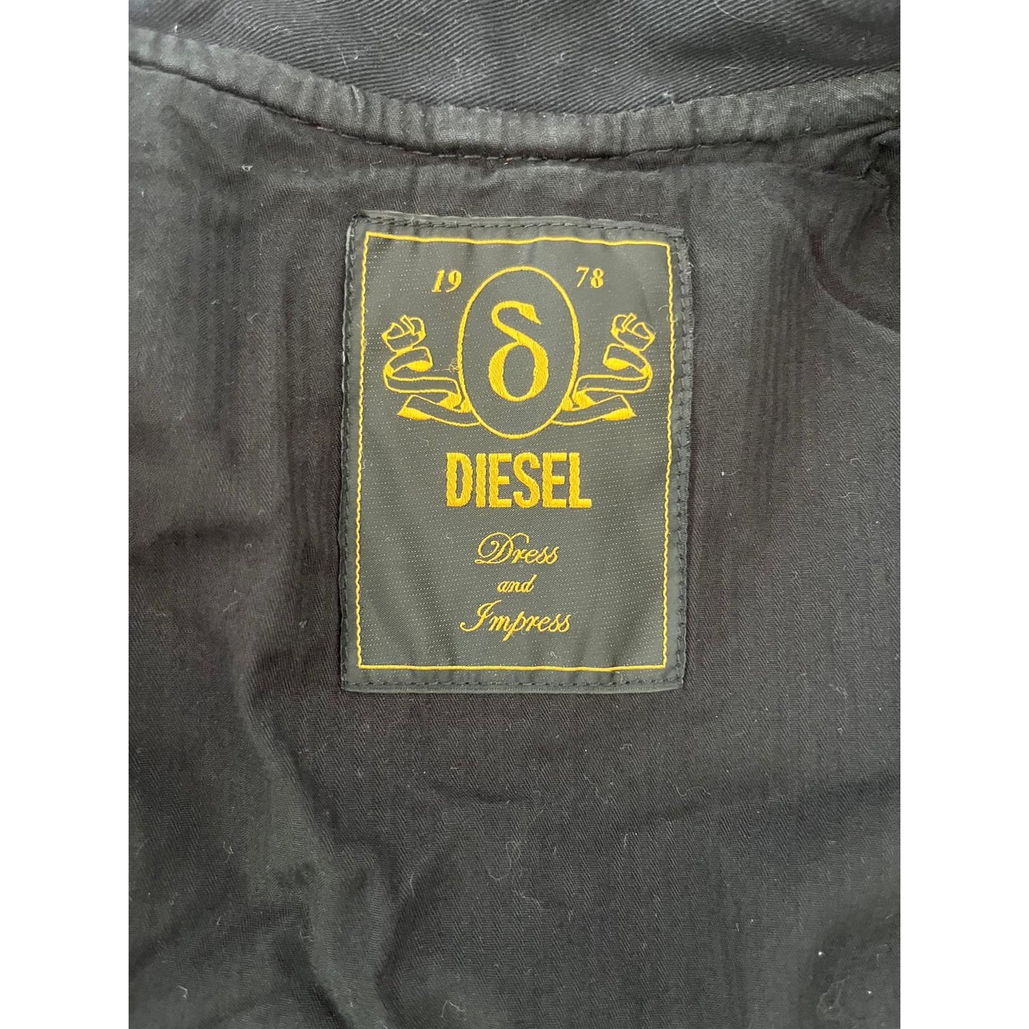 Diesel Trench Coat Female L Black Mixed Media Leather Sleeve Jacket