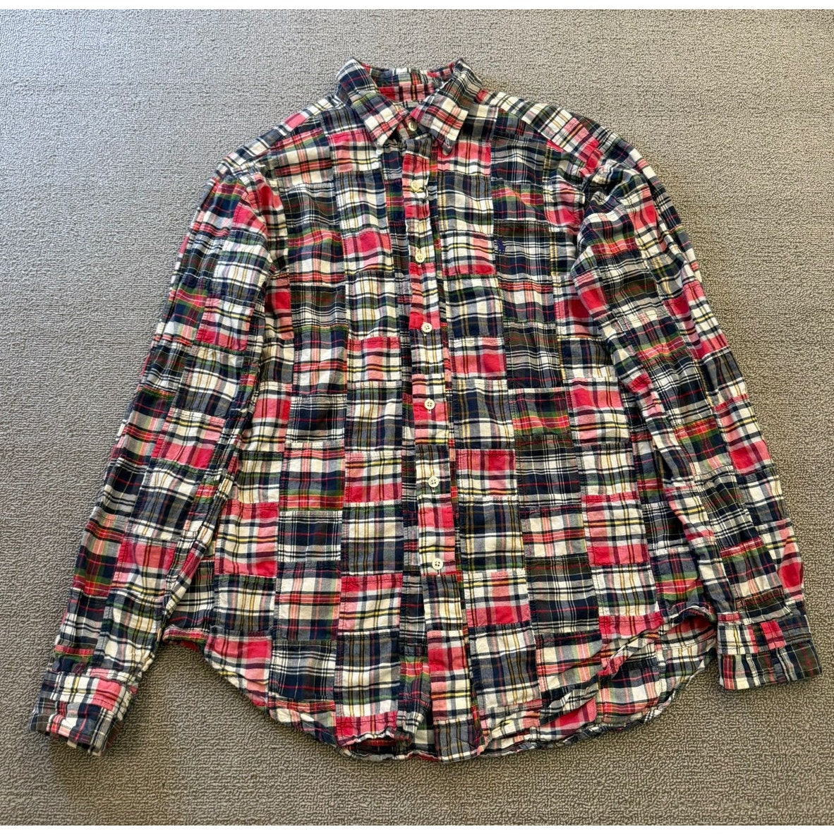 Ralph Lauren Men Medium Classic Fit Plaid Button Down Shirt Patchwork