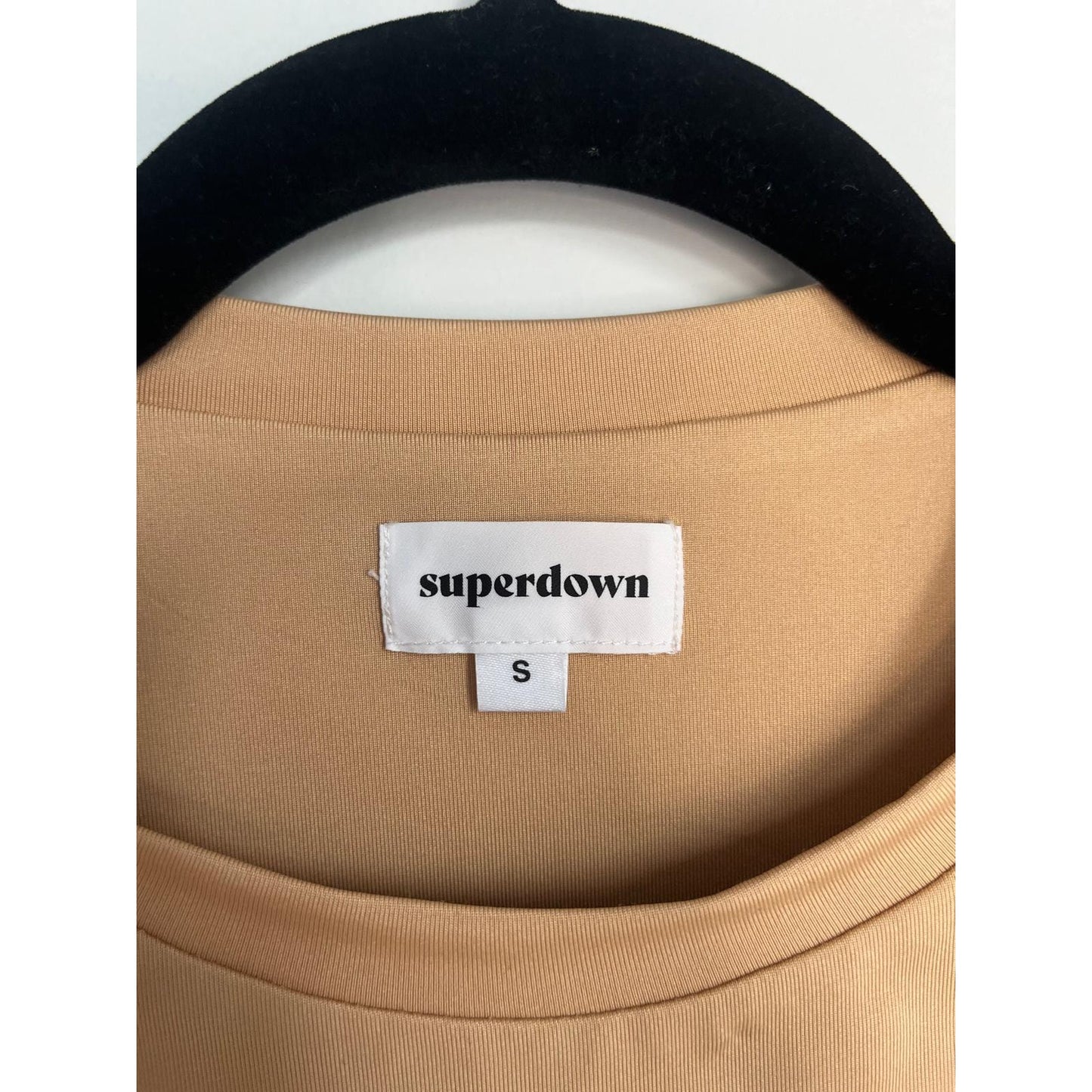 Superdown Ruched Mini Dress Women Small Beige Bodycon Sleeveless Casual