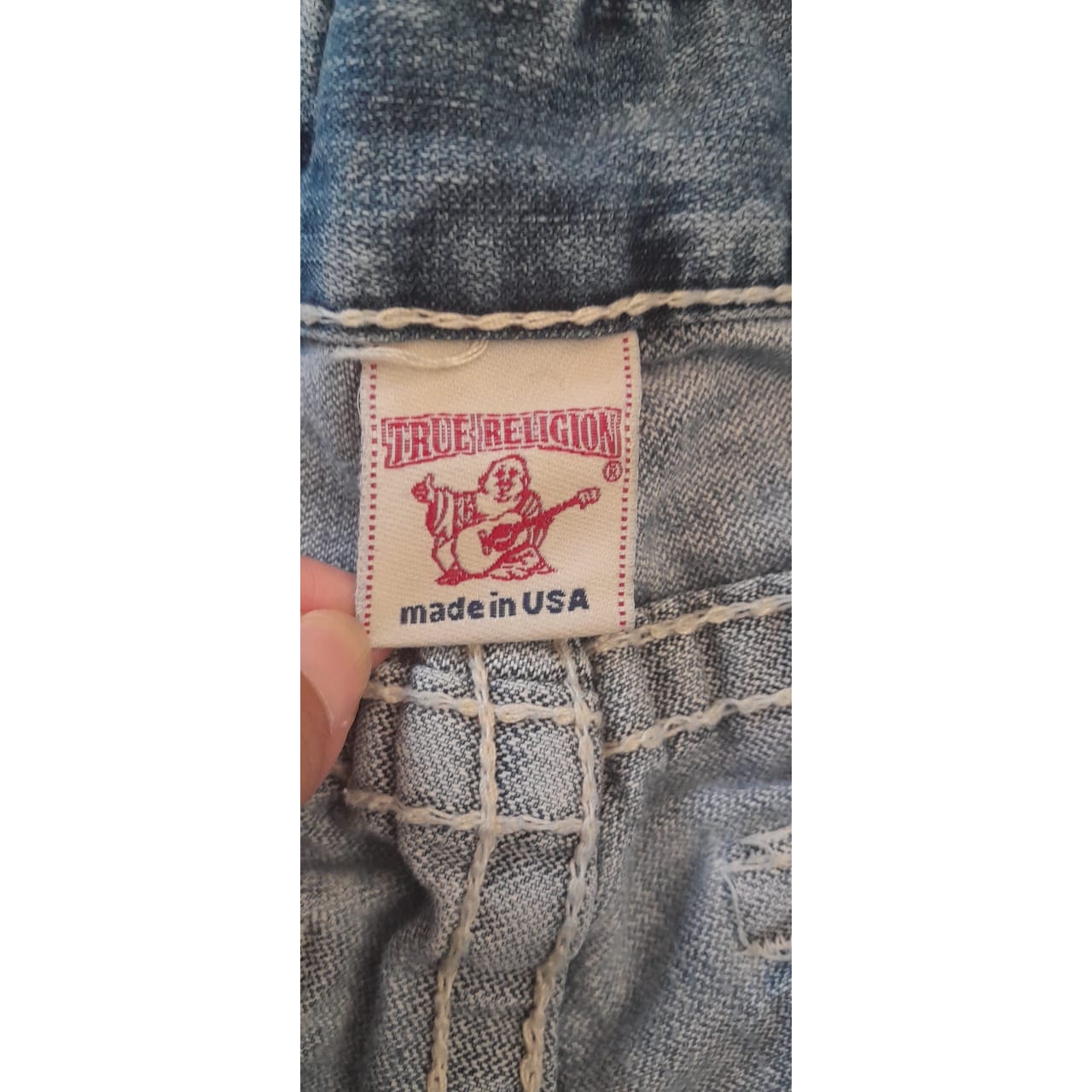 True Religion Womens 32 Light Wash Blue Bootcut Distressed Ripped Jeans