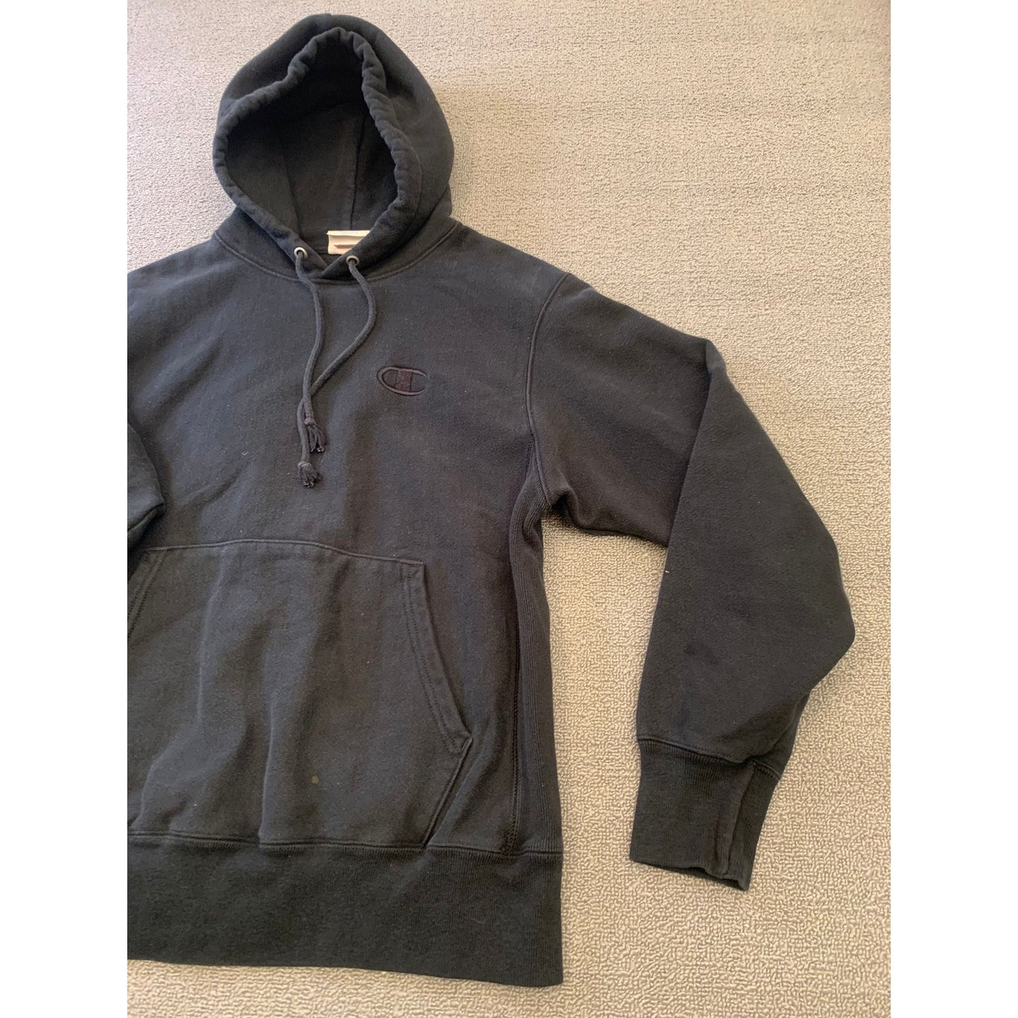 Champion Men Medium Black Reverse Weave Hoodie Sweatshirt
