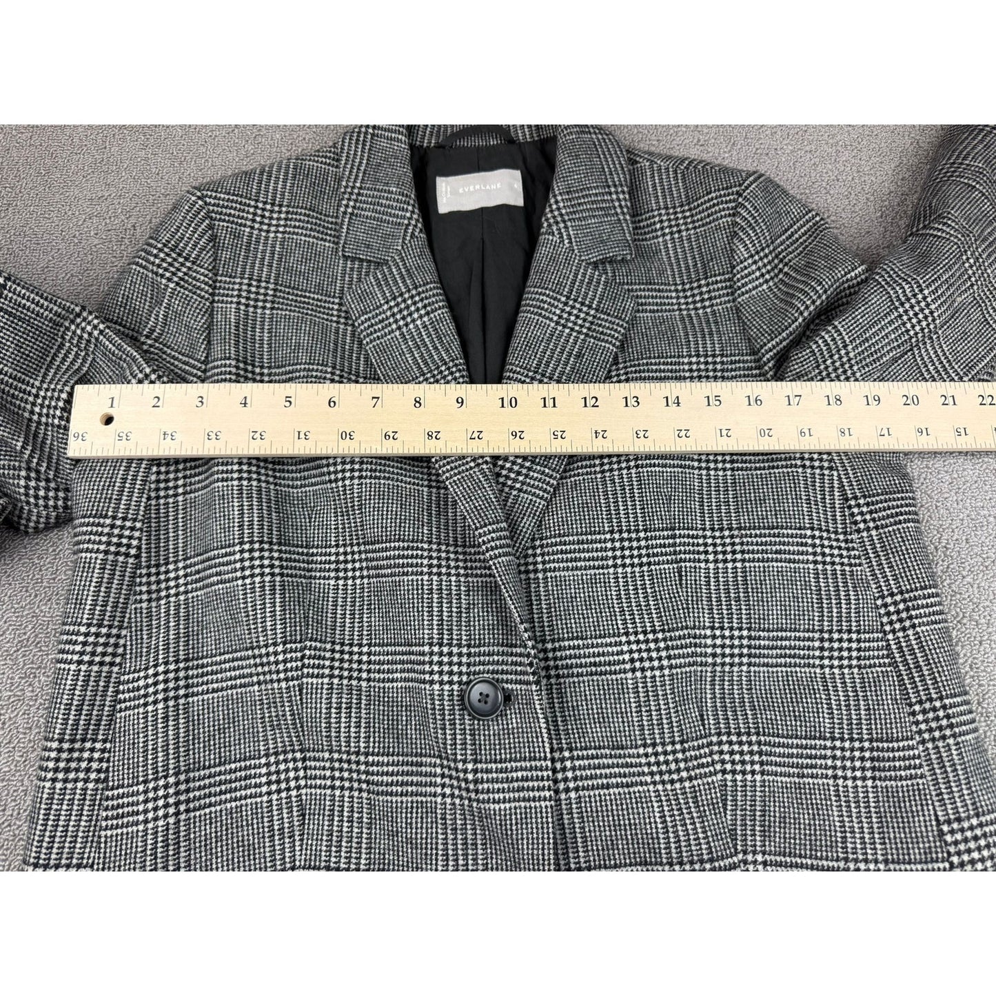 Everlane Women's 6 Black And White Plaid Wool Blend Blazer