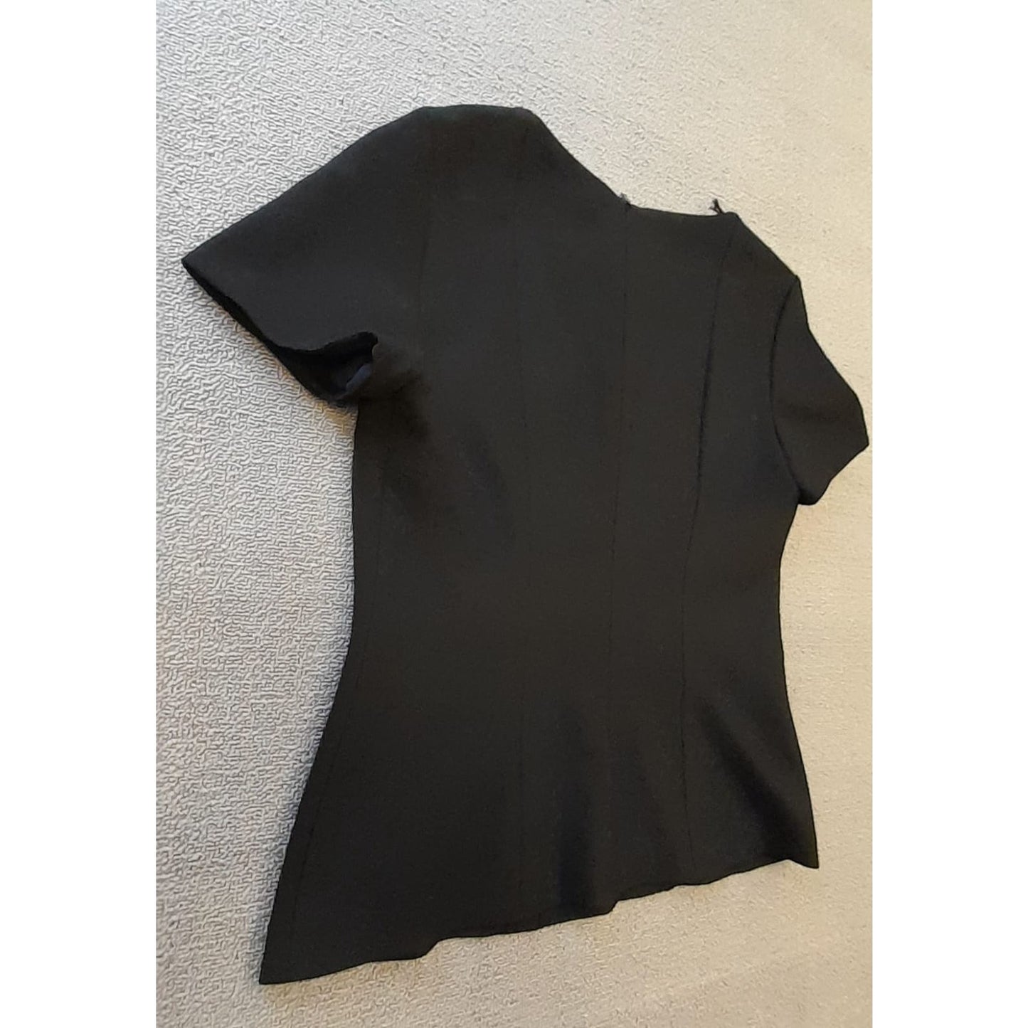 BOSS Hugo Boss Womens 10 Black Short Sleeve V Neck Fitted Blouse