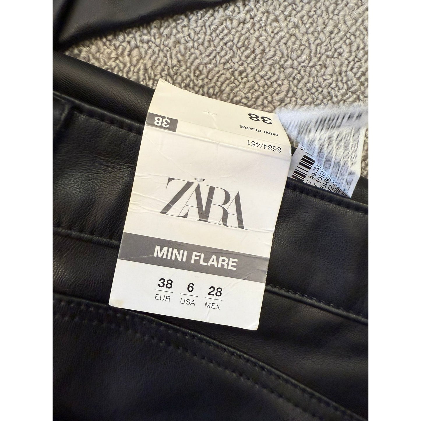 ZARA Women's Size 6 Black Faux Leather Mini Flare Pants