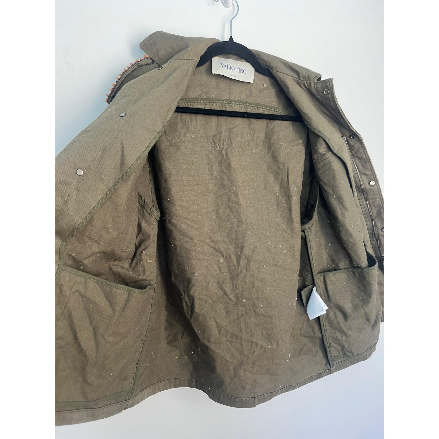 Valentino Beaded Military Jacket Women 38 Olive Green Embellished Italy