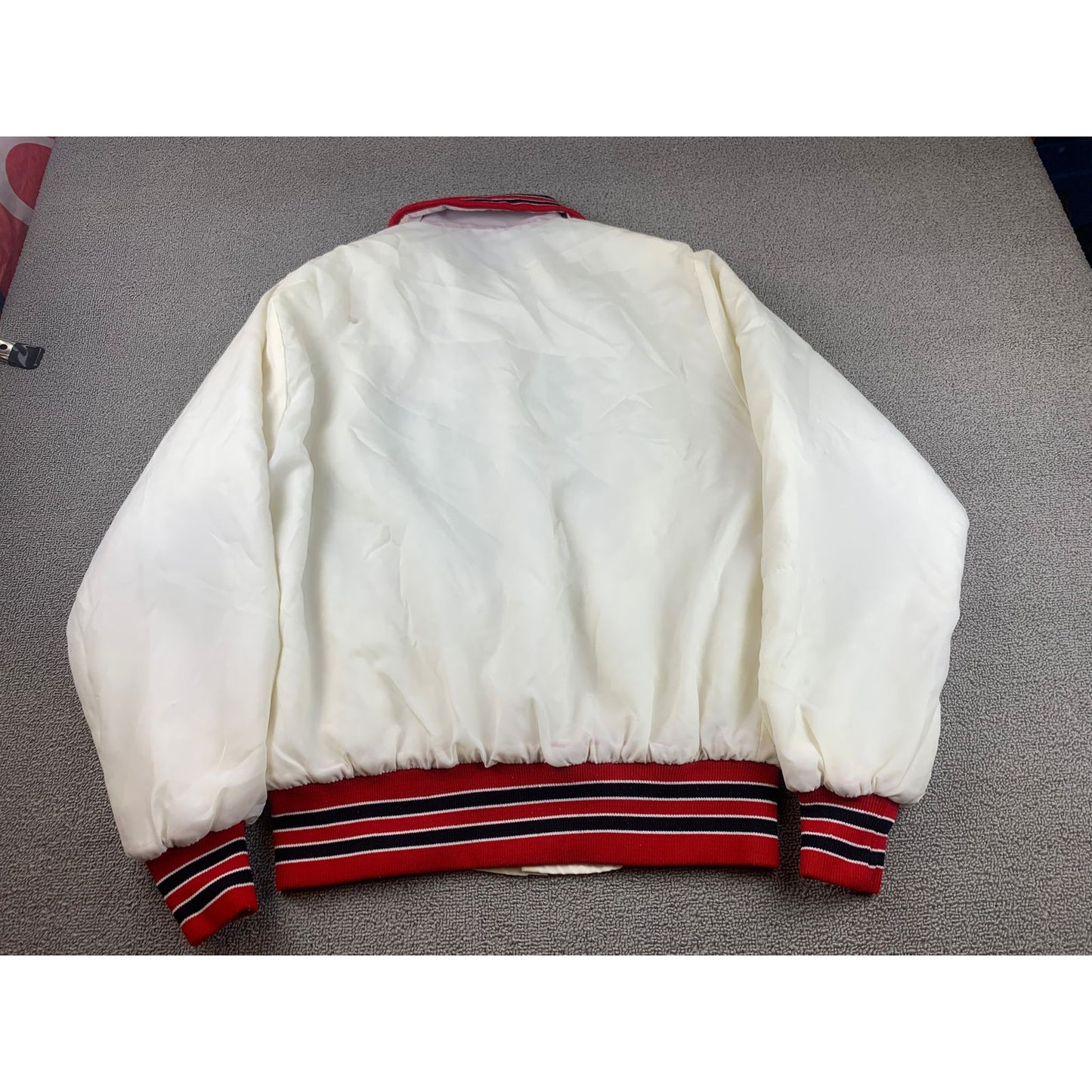 Athletic Otterwear Women's Medium White Red Vintage Bomber Jacket