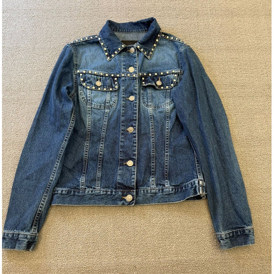 Sisley Blue Studded Denim Jean Jacket Women XS