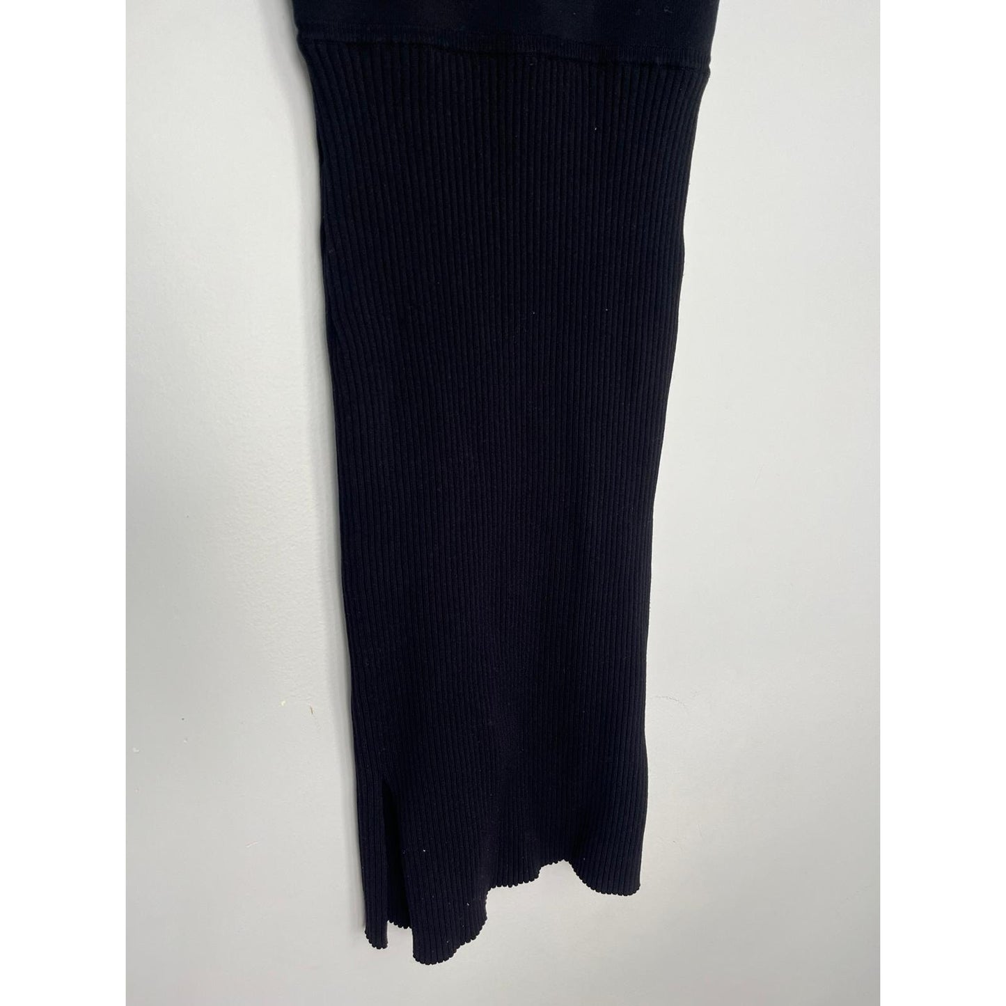 Babaton Knit Midi Dress Women XS Black Short Sleeve Ribbed Bodycon