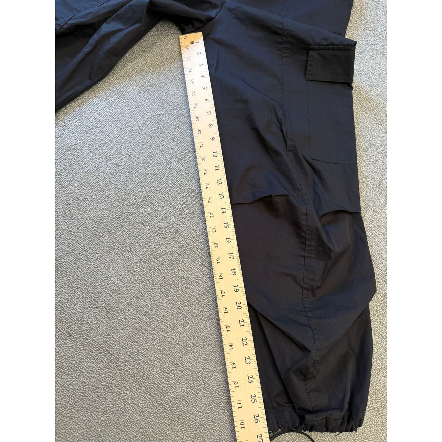 ZARA Women's Parachute Cargo Pants XS Black Wide Leg Drawstring Streetwear